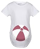 マタニティビーチボールシャツ面白いAnnounce妊娠シャツキュートノベルティTees US サイズ: S カラー: ホワイト