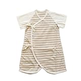 オーガニックコットン　日本製　ベビー用ひも結びタイプ　ボーダー半袖コンビ肌着　ORGANIC GARDEN　オーガニックガーデン