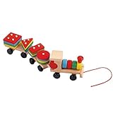 Leegor Christmas Gift Kids Baby Developmental Toys Wooden Train Truck Set Geometric Blocks [並行輸入品]