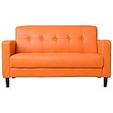 アビライト 大川家具 シンプルスタイル 2人掛け レザーソファ オレンジ SKT-0009