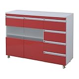 JK Parl 鏡面カウンターワゴン 扉収納 120cm幅 FPL-0004RE