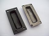 IRONMONGERY Worldâ Cast Iron Flush Recessedインセットドアスライドハンドル(ブラック) by ironmongery世界