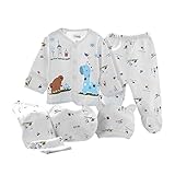mioim ベビー服 新生児 肌着 セット 長袖 Tシャツ ロングパンツ トップス レギンス バンダナ 帽子 男の子 女の子 出産祝い 子供服 (ブルー)