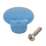 SODIAL(R)5 xラウンドなセラミックキャビネット/引き出し/戸棚/ビンプルノブハンドル　青