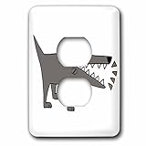 All Smilesアートペット – Funny CuteグレーウォッチドッグBarking Cartoon – 照明スイッチカバー – 2プラグコンセントカバー( LSP _ 245438 _ 6 