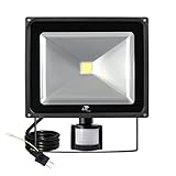 LTE 50Wセンサーフラッドライト LED超高輝度 PIR投光器 作業灯 看板灯 駐車場灯 防災用品 屋外照明（昼白色）