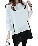 Li01wL ガレット デ ロワ (galette des Rois) 大人 ゆったり バイカラー チュニック ワンピ 通勤 オフィス バイカラー カジュアル トップス レディース バイカラー 七分袖