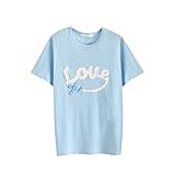 Hzjundasi 親子お揃い服 親子服 ペア服 お揃い Tシャツ 半袖 ハート 夏季 ペアルック 子供服 ママ パパ シンプル
