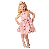 菲服 子供服 女の子 ドレス ピンクドレス 水玉プリントガーゼ ジッパー ドレス（70-100CM ） (80)
