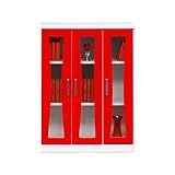 アルファタカバ 子供部屋用扉付カラフル書棚 マリリン80cm幅ロータイプ(レッド)