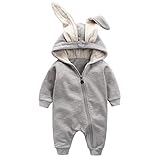 baby-mine（ベイビーマイン) うさぎ耳＆やわらか綿布のロンパース♡肌触りや通気性◎ 60~80cm おひるねアート 撮影 (80, グレー)