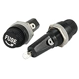 uxcell 筒型ヒューズホルダー　パネル取付けタイプ 6×30mm ロック ナット ブラック 2個