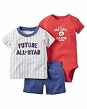 Carters Little Boys 3 Piece Matching衣装set-bodysuit、シャツ、ショーツ( 6 m、将来All Star )
