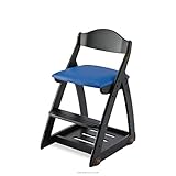 イトーキ 木製チェア ソフトレザー張り ブラック・マリンブルー KM56-8BLMB