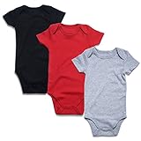 ロンパースインパック Romperinbox ベビー ロンパース 半袖 長袖 ベビーボディスーツ 女の子 男の子 0～24ヶ月設 無地タイプ (12～18ヶ月, ブラック*グレ*赤い)