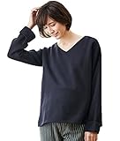 Angeliebe エンジェリーベ マタニティ 授乳口付き Ｖネック 裏起毛 フレアー トップス 産前 産後用 授乳服 授乳口付き服 妊婦服 フリー ネイビー 21720 21720400
