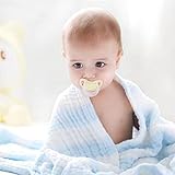 ange select ベビーケット 6重ガーゼ 綿100% 吸収 通気 ソフト バスタオル おくるみ (ボーダーブルー105×105cm)