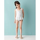編み上げリボンつきワンピース水着 白 90