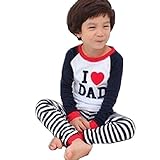 hooyi 男の子長袖パジャマコットンの子供は私がおとうさんのパジャマセットの愛 (130（7歳）)