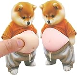 犬 お腹 シール 3D ぷにぷに【2026新型】柔らかい もっちり スクイーズ ステッカー かわいい デブ犬 癒し グッズ 手帳 デコ スマホ 車内 装飾用 (2個)