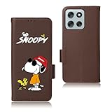 Ailiber Moto G66j 5G/moto G66y 5G 用の ケース 手帳型 高級PUレザー スヌーピー カバー 耐衝撃 マグネット式 ケース 人気 おしゃれ かわいい キャラクター 犬柄 モトローラ g66j/モトローラ g66y 5G 用の 手帳ケース カード収納 スマホケース 財布型 動物 携帯ケース