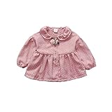 Pojour 春 0-2歳 2-7歳女の子可愛いドレス 長袖スカート 通気 綿 ピンク(100cm)