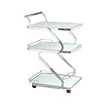 ステンレス製ダイニングカー直角モダンファッション3層トロリースナックカーテンパリンググラスレストランハイエンドダイニングカー用ワインカート (色 : 白)