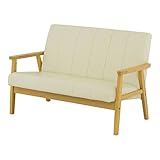 SATO セレノソファ 2人掛けストライプ PVCホワイト 肘ナチュラル