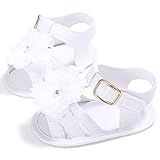 ベビーシューズ　赤ちゃんサンダル　女の子　靴　可愛い　花 モチーフ 快適　履きやすい　ガールズ (M, ホワイト)