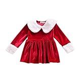 Milkiwai クリスマス仮装 ベビー 長袖ワンピース サンタクロース キッズ 可愛い 着ぐるみ 女の子 ドレス 子供服 ダンス衣装 ３～８歳 size 110 (レッド)