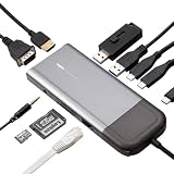ロジテック 画面 ON OFF機能搭載 ドッキングステーション USB Type C 接続 11in1 【 HDMI/USB Type A/USB PD 充電 Type C/SD/microSD/VGA/イヤホン ジャック 】 Windows Mac iPad 対応 ハブ LHB-LPMWP11U3SS
