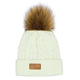 MIOIM キッズ ニット帽 ポンポン ニットキャップ フェイク ファー 厚手 防寒 ベビー ビーニー
