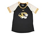Missouri Tigers Under Armour HeatGear GirlsグレーSSスクープネックTシャツ( M )