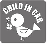 imoninn CHILD in car ステッカー　【マグネットタイプ】　No.02　コトリさん　（シルバーメタリック）