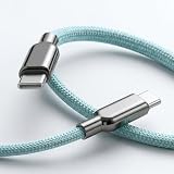 Piece One マグネットケーブル Type-C to Type-C 240W PD対応 急速充電 1.2m 充電ケーブル タイプc 収納 絡まない 480Mbps データ転送 ナイロン 亜鉛合金 高耐久 ミニマルデザイン (ミントブルー)