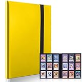 カードファイル カードバインダー シールファイル 9ポケット 360枚収納 表紙はPP素材 弾性包帯バインド カードシート他のゲームカードを集める (9ポケット, イエロー)