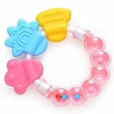 Idealhere ベビー幼児歯がため おしゃぶり ガラガラリング 歯固めラトル ベビーおもちゃ (ピンク)