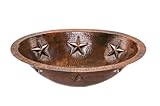 Premier Copper Products LO19FSTDB Oval Star Under Mount Hammered Copper Bathroom Sink, Oil Rubbed Br