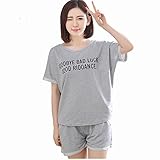 Spinas（スピナス） マタニティ 夏用 パジャマセット グレー 授乳口付 半袖 短パン（XL）