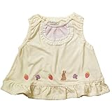 《初夏盛夏対応》(日本製) Pample Mousse(パンプルムース) タック天竺ジャガードいちご&うさぎ&キノコ刺繍タンクトップ 95cm /IV NO.DP-72256