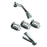 Aqua Plumb 1855050 8インチthree-handleポリッシュクロームheavy-patternタブ/シャワー蛇口withタブ注ぎ口、シャワーヘッド、シャワーアーム