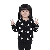 Kayiyasu カイヤス キッズ カーディガン 子ども セーター ニット カットソー スウェット トレーナー 前開き 水玉柄 021-xcfz-16121(5Y（120cm） ブラック )