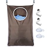 hangnuoドア吊り下げ洗濯籠バッグ – をドアの服オーガナイザーwithステンレススチールとSuckerフック ブラウン Hanging Hamper-Coffee