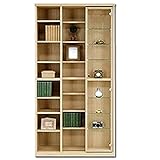 国産スライド式本棚 アーク 幅90㎝ ナチュラル 書棚 ガラス扉 ガラス板 マガジンシェルフ 収納棚 コミックラック 木製 コミック/マンガ/漫画 大容量 (幅90㎝, ナチュラル)