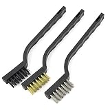 uxcell　ワイヤー　ブラシ　ツール　ブラック　グレーン　ゴールド　トーン　ノンスリップ　プラスチック　ハンドル　3本いり