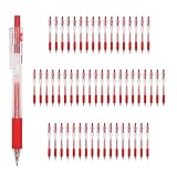 [Studio Plus] 赤色ジェルボールペン 赤 0.5mm 速乾 ノック式 クリップ付き 赤 大量 ノート グラフ スケッチ 事務 法人向け (50本)