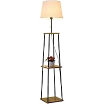 ラックが付いた組み立て式の木製フロアライト Amazon.co.jp: フロアスタンド 棚付き 3段 木製 フロアライト