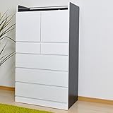 チェスト タンス 幅80 完成品 木製 ツートンカラー ハイチェスト 収納家具 AYU-3-322-F (ブラック)