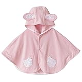 ange select キッズ ベビー ポンチョ 男女 兼用 タオル カーディガン 紫外線 空調 防寒 対策 プール 海 出産祝い (ピンク・うさぎ)