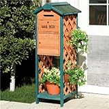 木製ガーデンポスト/郵便ポスト 幅43cm×奥行53cm×高さ123cm 上下2段 〔カントリー調/ガーデニング用品〕